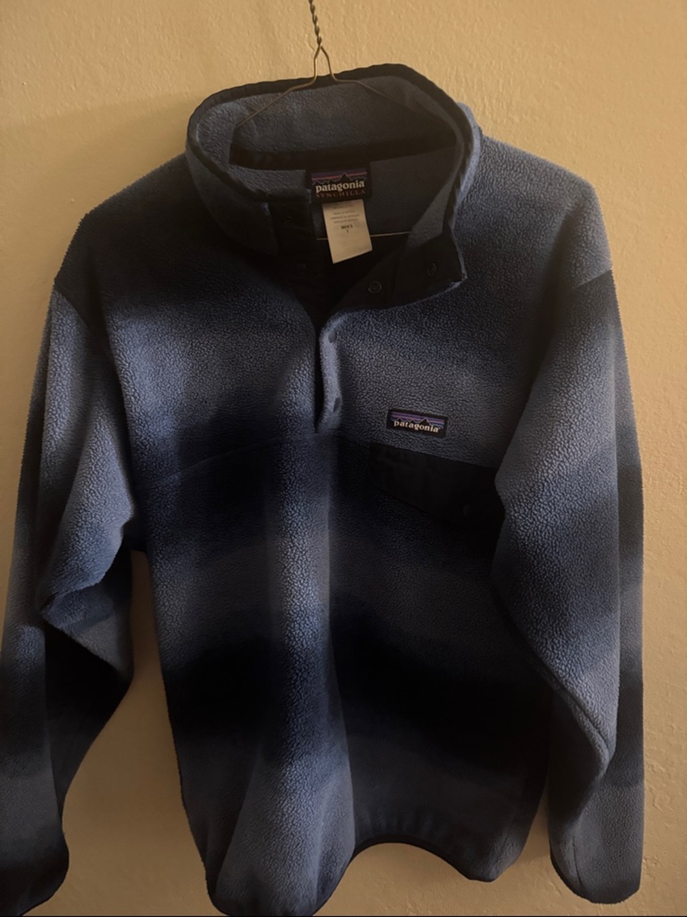 Patagonia Navy and Light Blue Ombre Synchilla Sweater
